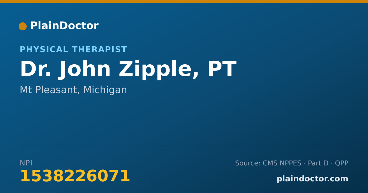 Shareable card for John Zipple, PT - Physical Therapist, Mt Pleasant, MI