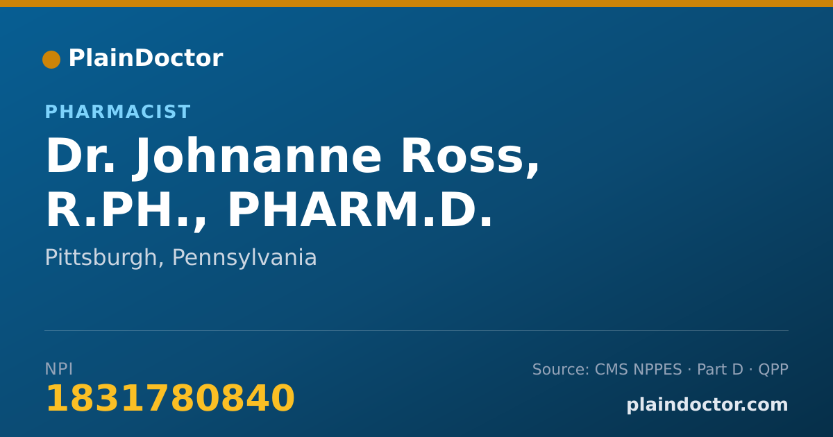 Shareable card for Johnanne Ross, R.PH., PHARM.D. - Pharmacist, Pittsburgh, PA