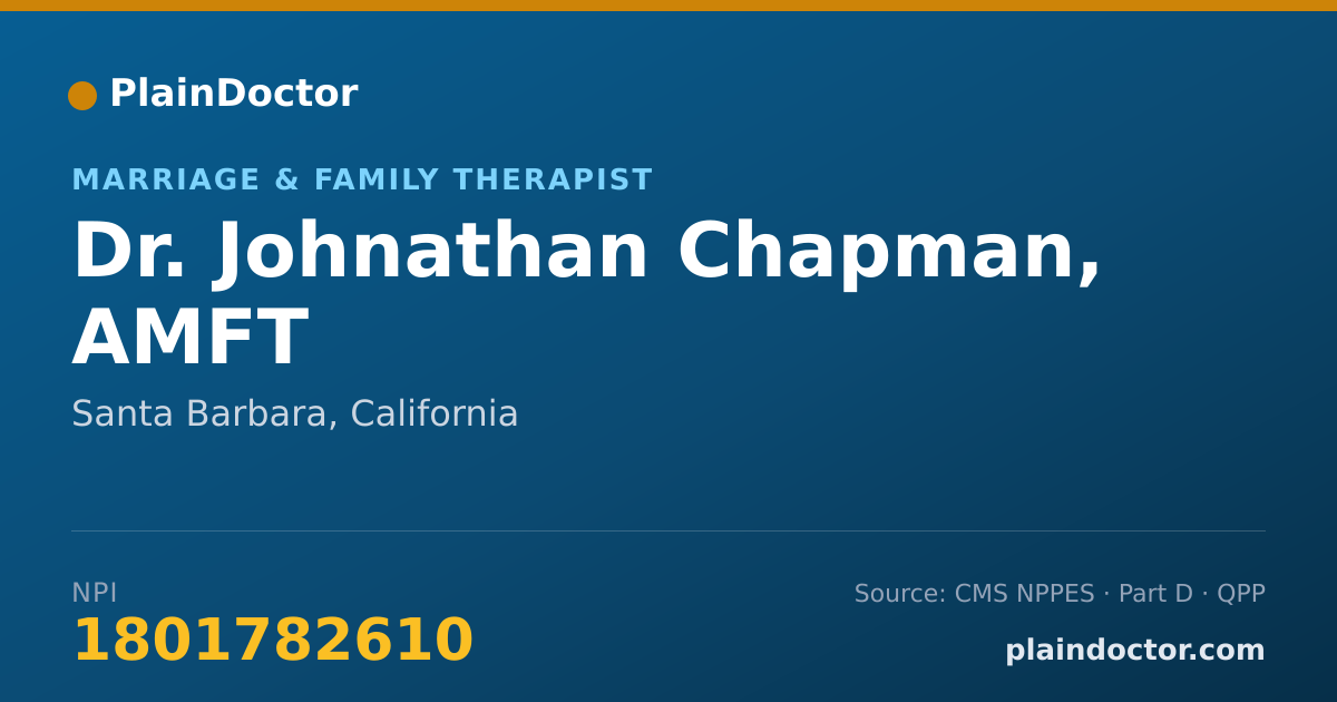 Shareable card for Johnathan Chapman, AMFT - Marriage & Family Therapist, Santa Barbara, CA