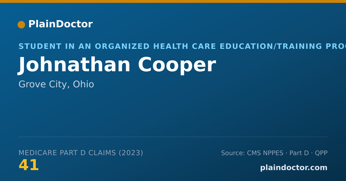 Shareable card for Johnathan Cooper - Student in an Organized Health Care Education/Training Program, Grove City, OH