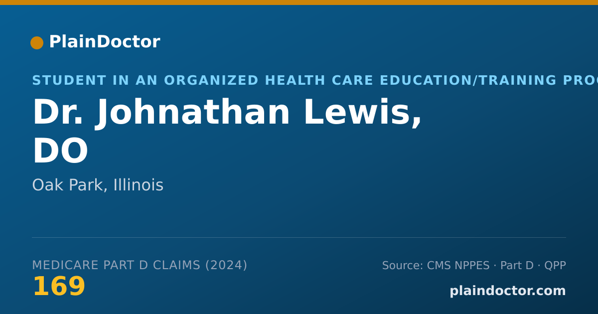 Shareable card for Johnathan Lewis, DO - Student in an Organized Health Care Education/Training Program, Oak Park, IL