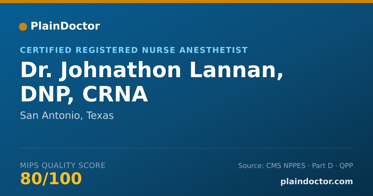 Shareable card for Johnathon Lannan, DNP, CRNA - Certified Registered Nurse Anesthetist, San Antonio, TX