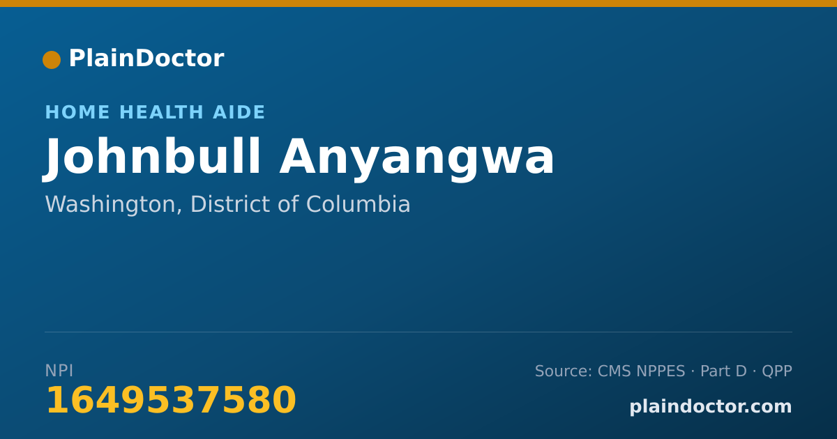 Shareable card for Johnbull Anyangwa - Home Health Aide, Washington, DC