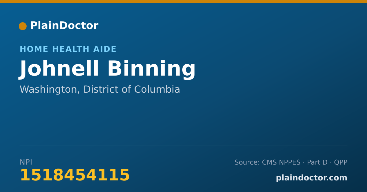 Shareable card for Johnell Binning - Home Health Aide, Washington, DC