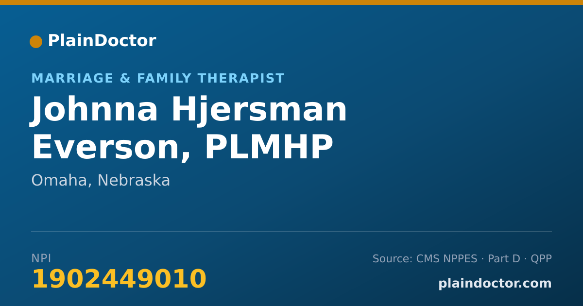 Shareable card for Johnna Hjersman Everson, PLMHP - Marriage & Family Therapist, Omaha, NE