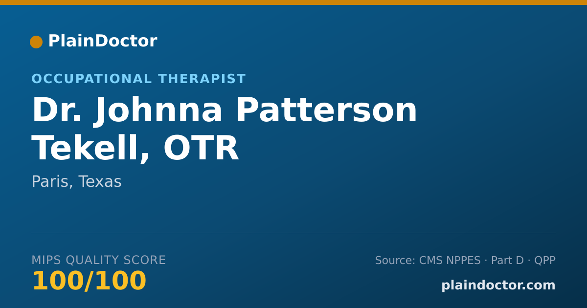 Shareable card for Johnna Patterson Tekell, OTR - Occupational Therapist, Paris, TX