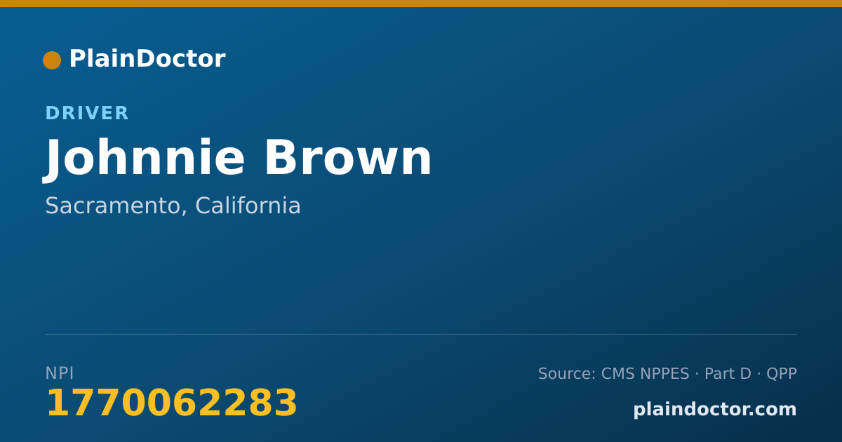 Shareable card for Johnnie Brown - Driver, Sacramento, CA