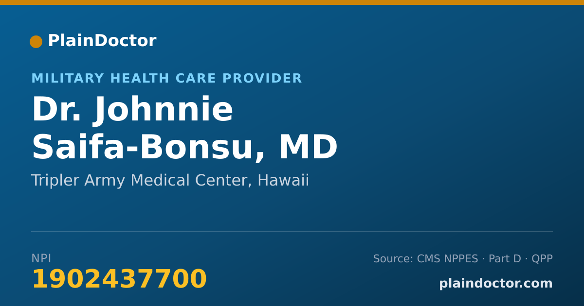 Shareable card for Johnnie Saifa-Bonsu, MD - Military Health Care Provider, Tripler Army Medical Center, HI