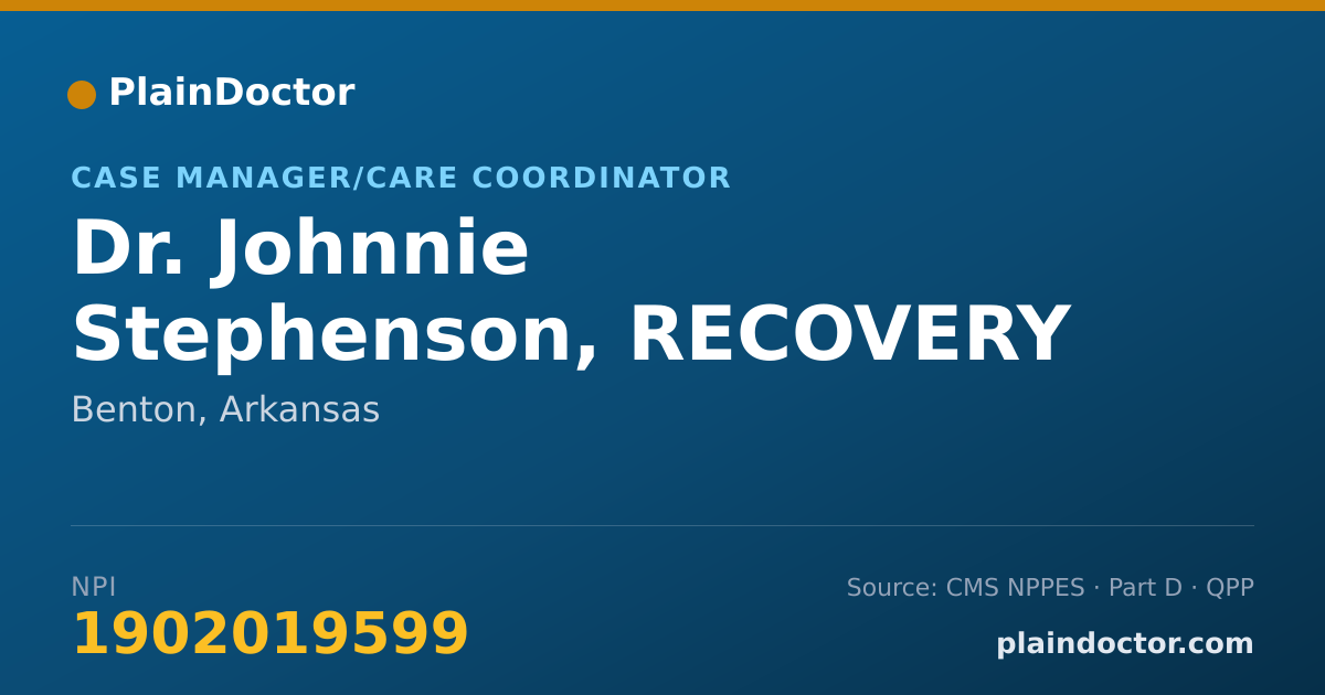 Shareable card for Johnnie Stephenson, RECOVERY ASSISTANT - Case Manager/Care Coordinator, Benton, AR
