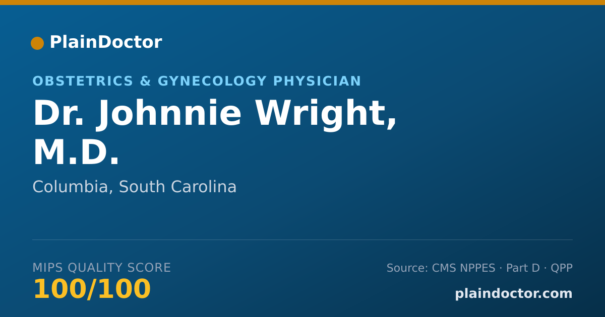 Shareable card for Johnnie Wright, M.D. - Obstetrics & Gynecology Physician, Columbia, SC