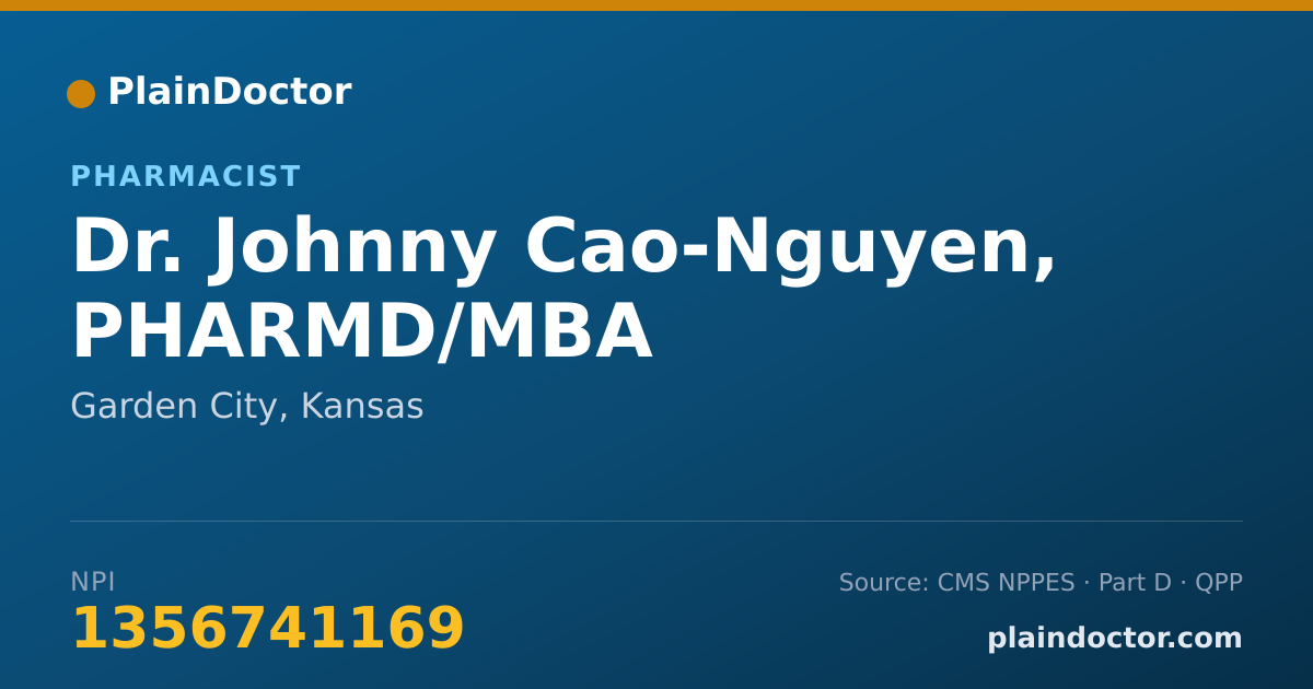 Shareable card for Johnny Cao-Nguyen, PHARMD/MBA - Pharmacist, Garden City, KS