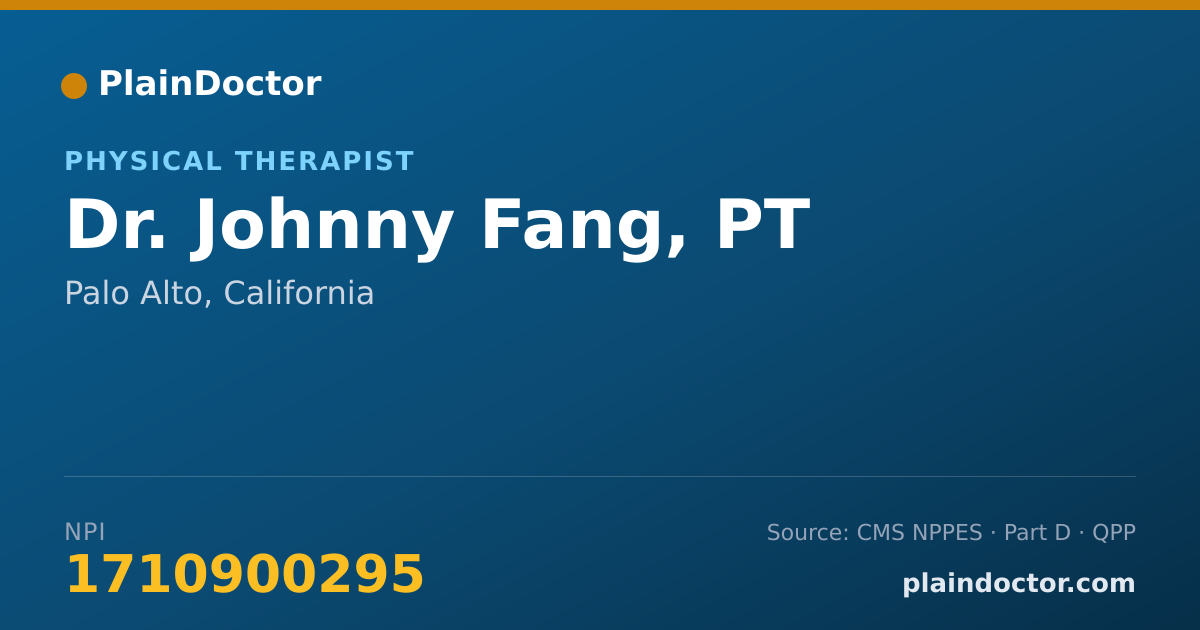Shareable card for Johnny Fang, PT - Physical Therapist, Palo Alto, CA