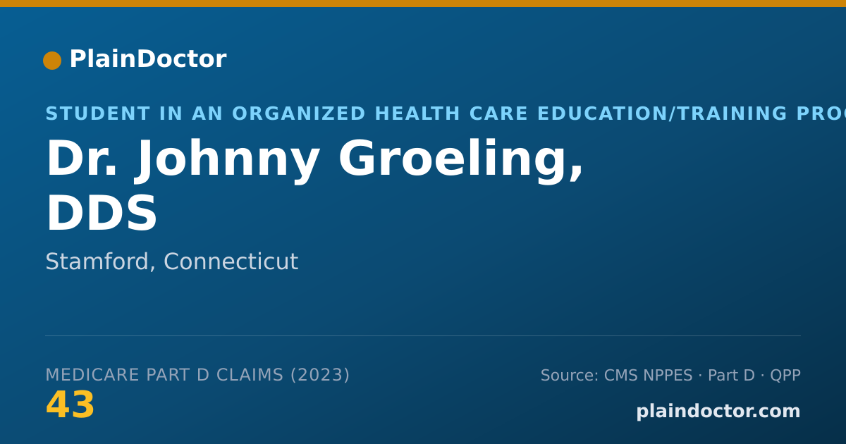 Shareable card for Johnny Groeling, DDS - Student in an Organized Health Care Education/Training Program, Stamford, CT