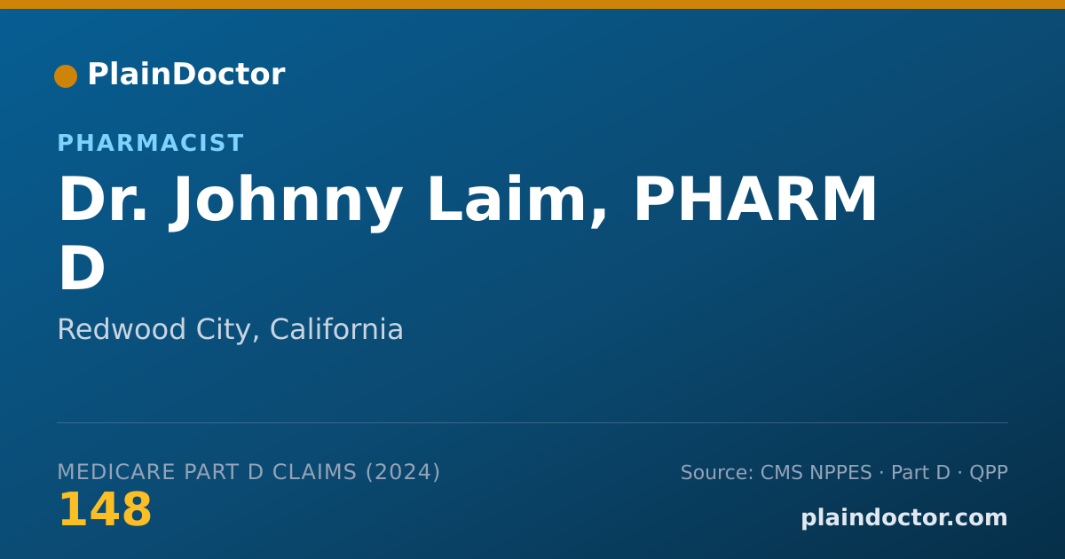 Shareable card for Johnny Laim, PHARM D - Pharmacist, Redwood City, CA
