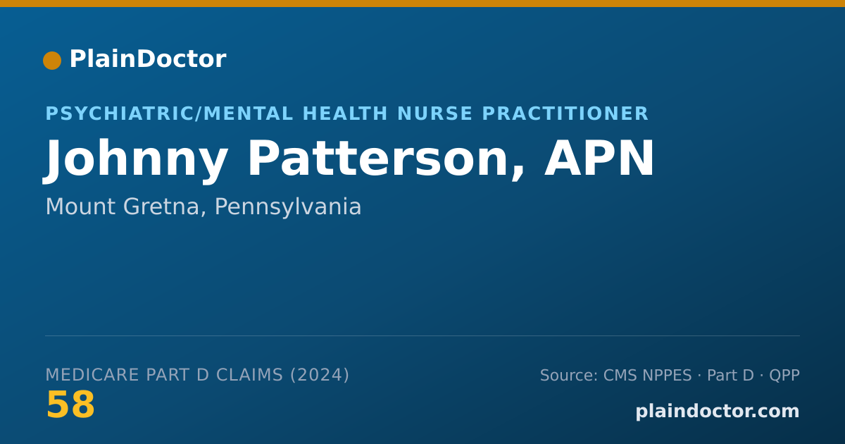Shareable card for Johnny Patterson, APN - Psychiatric/Mental Health Nurse Practitioner, Mount Gretna, PA