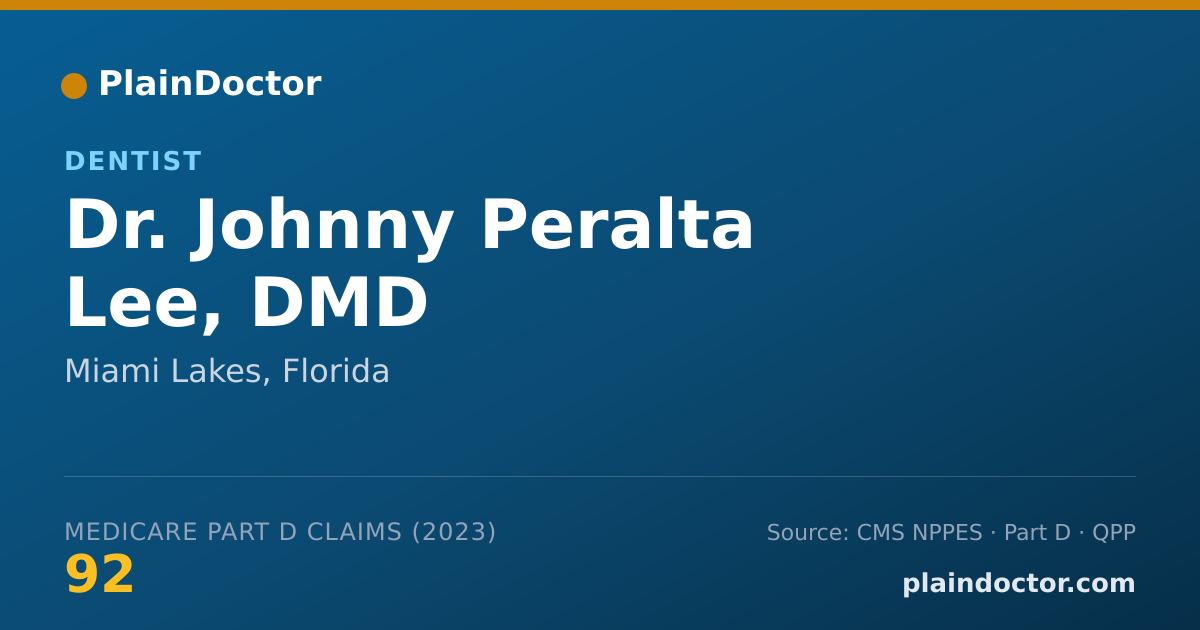 Shareable card for Johnny Peralta Lee, DMD - Dentist, Miami Lakes, FL