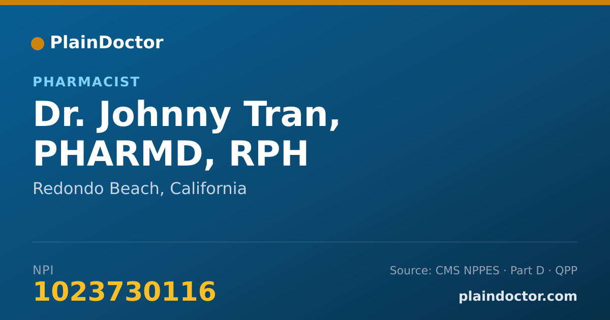 Shareable card for Johnny Tran, PHARMD, RPH - Pharmacist, Redondo Beach, CA