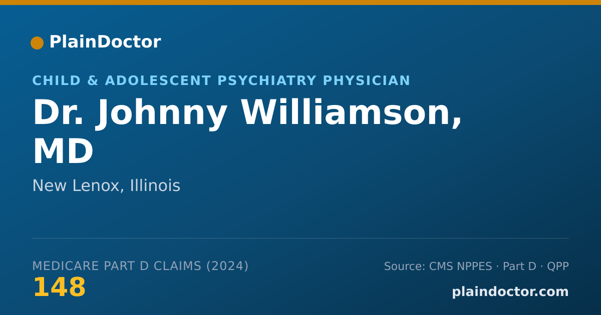 Shareable card for Johnny Williamson, MD - Child & Adolescent Psychiatry Physician, New Lenox, IL