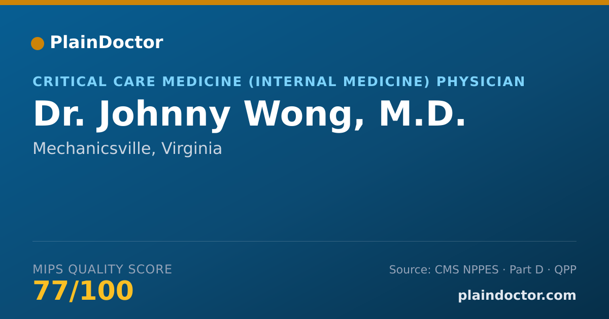 Shareable card for Johnny Wong, M.D. - Critical Care Medicine (Internal Medicine) Physician, Mechanicsville, VA
