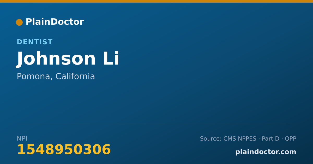 Shareable card for Johnson Li - Dentist, Pomona, CA