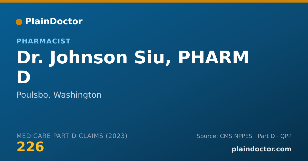 Shareable card for Johnson Siu, PHARM D - Pharmacist, Poulsbo, WA