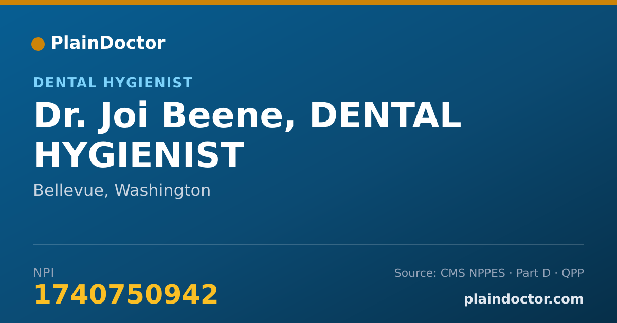 Shareable card for Joi Beene, DENTAL HYGIENIST - Dental Hygienist, Bellevue, WA
