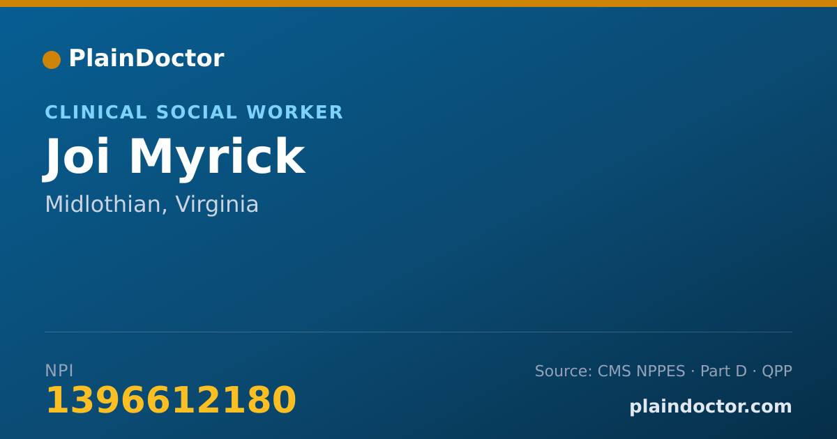 Shareable card for Joi Myrick - Clinical Social Worker, Midlothian, VA