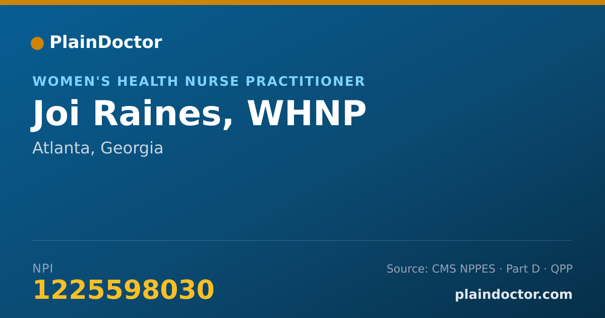 Shareable card for Joi Raines, WHNP - Women's Health Nurse Practitioner, Atlanta, GA