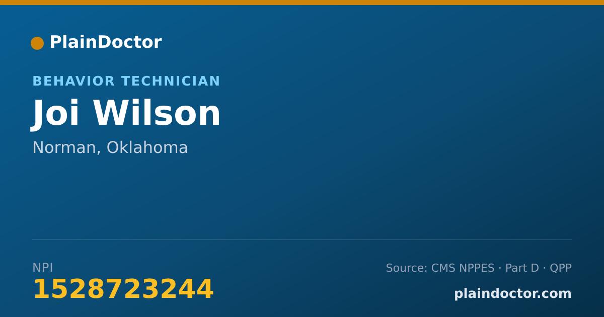 Shareable card for Joi Wilson - Behavior Technician, Norman, OK