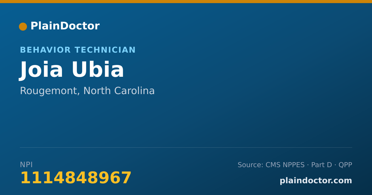Shareable card for Joia Ubia - Behavior Technician, Rougemont, NC