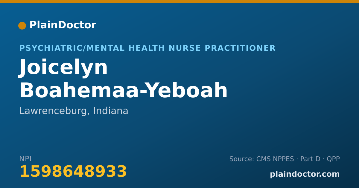 Shareable card for Joicelyn Boahemaa-Yeboah - Psychiatric/Mental Health Nurse Practitioner, Lawrenceburg, IN