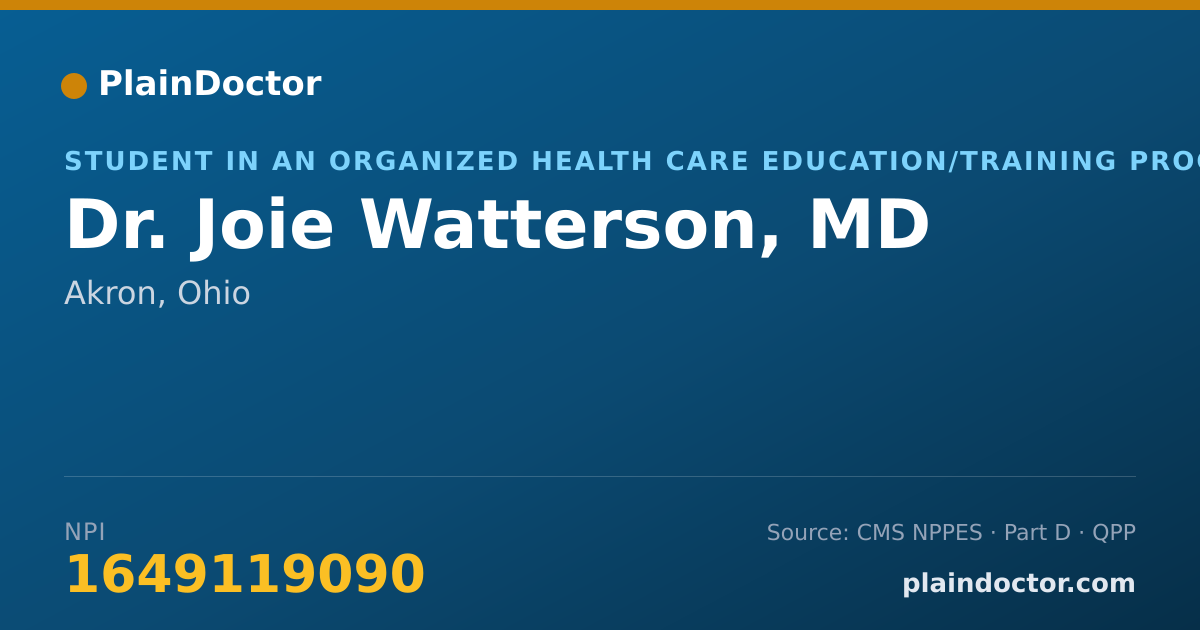 Shareable card for Joie Watterson, MD - Student in an Organized Health Care Education/Training Program, Akron, OH