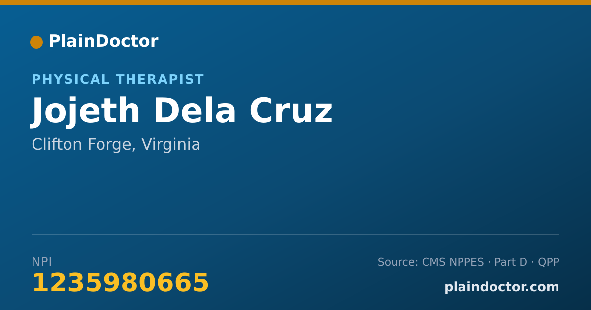 Shareable card for Jojeth Dela Cruz - Physical Therapist, Clifton Forge, VA