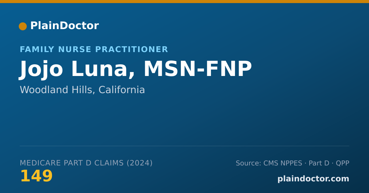 Shareable card for Jojo Luna, MSN-FNP - Family Nurse Practitioner, Woodland Hills, CA