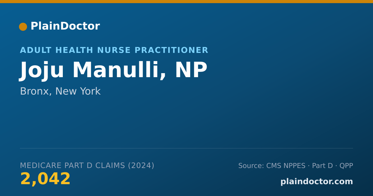 Shareable card for Joju Manulli, NP - Adult Health Nurse Practitioner, Bronx, NY