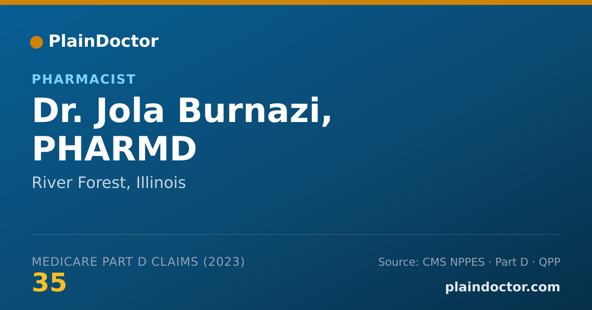 Shareable card for Jola Burnazi, PHARMD - Pharmacist, River Forest, IL