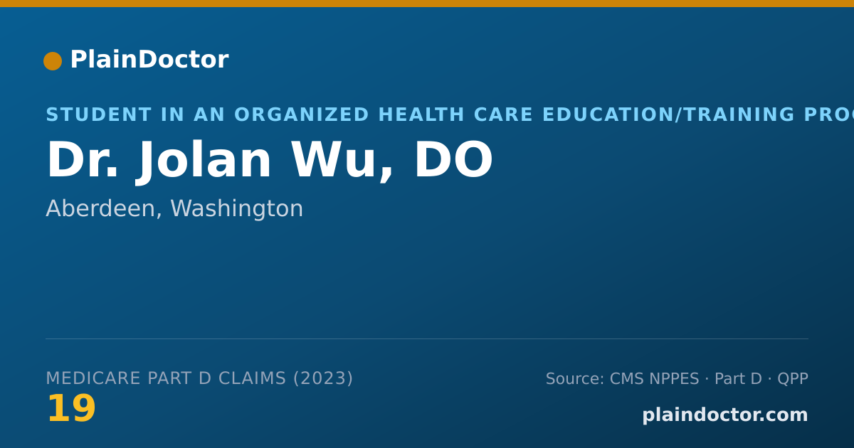 Shareable card for Jolan Wu, DO - Student in an Organized Health Care Education/Training Program, Aberdeen, WA