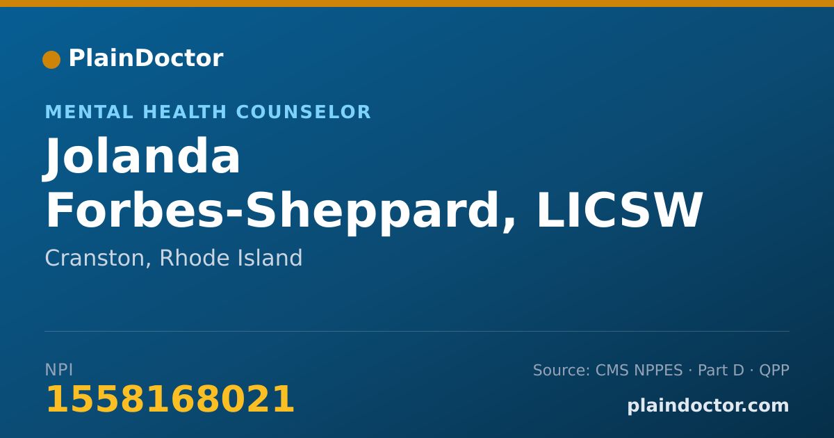 Shareable card for Jolanda Forbes-Sheppard, LICSW - Mental Health Counselor, Cranston, RI
