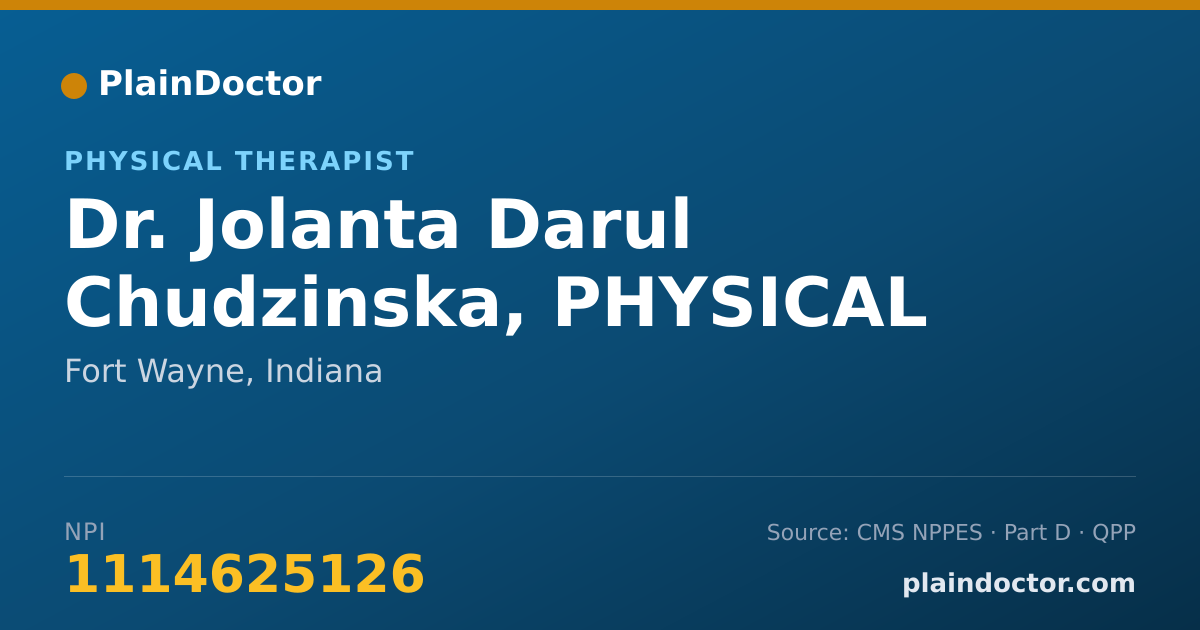 Shareable card for Jolanta Darul Chudzinska, PHYSICAL THERAPIST - Physical Therapist, Fort Wayne, IN