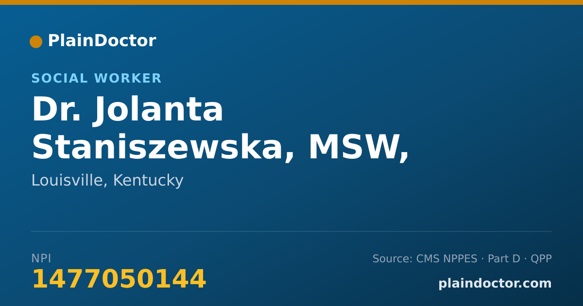 Shareable card for Jolanta Staniszewska, MSW, QMHP - Social Worker, Louisville, KY