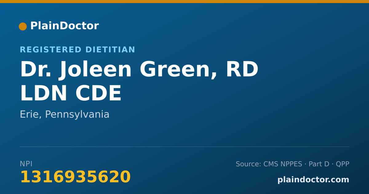 Shareable card for Joleen Green, RD LDN CDE - Registered Dietitian, Erie, PA
