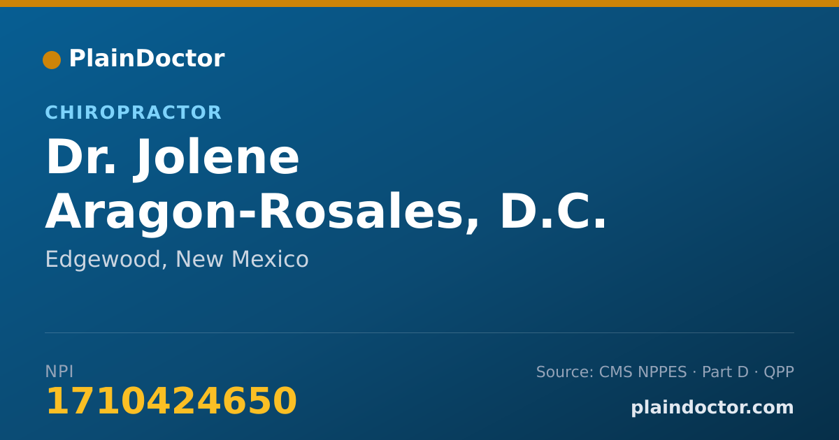 Shareable card for Jolene Aragon-Rosales, D.C. - Chiropractor, Edgewood, NM