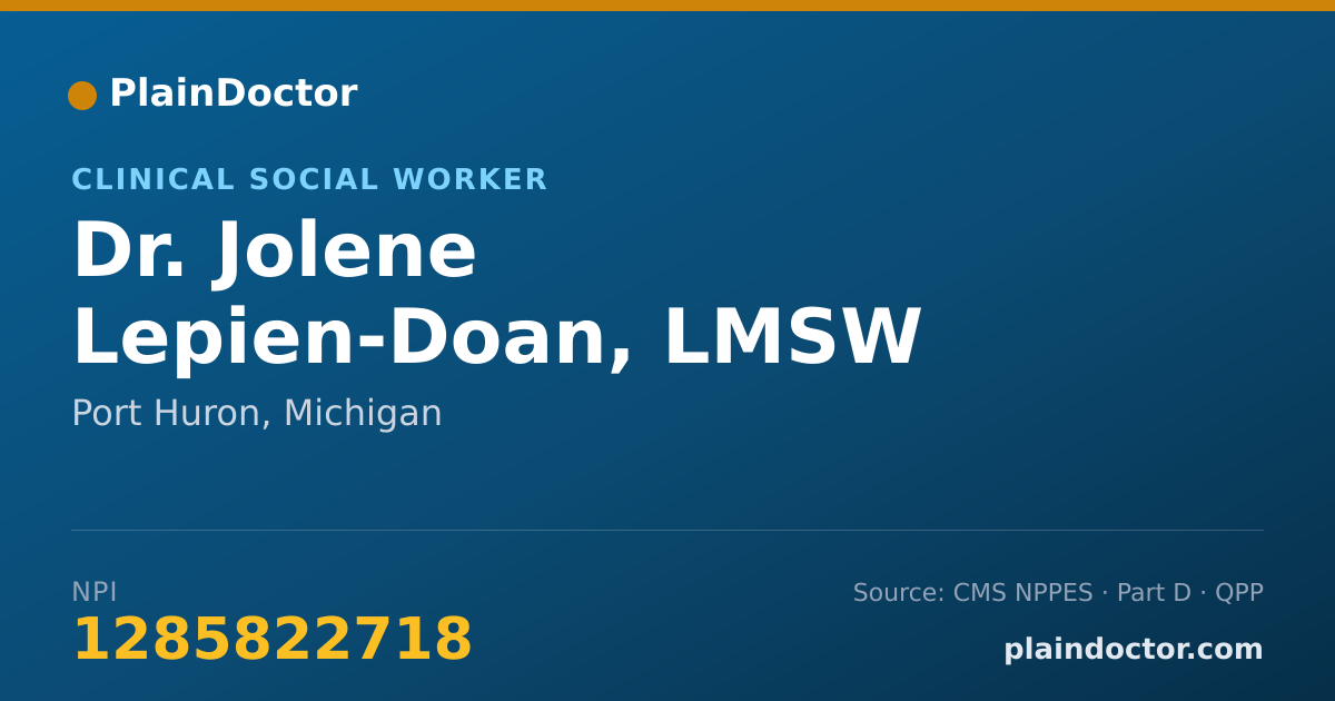 Shareable card for Jolene Lepien-Doan, LMSW - Clinical Social Worker, Port Huron, MI