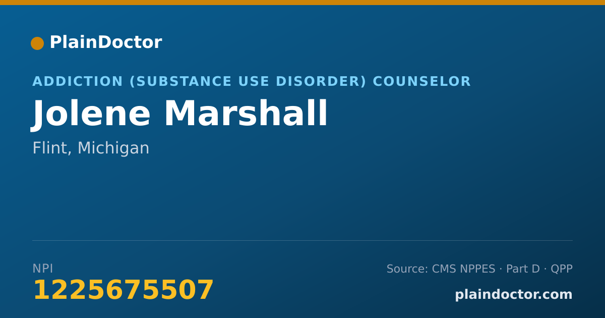 Shareable card for Jolene Marshall - Addiction (Substance Use Disorder) Counselor, Flint, MI