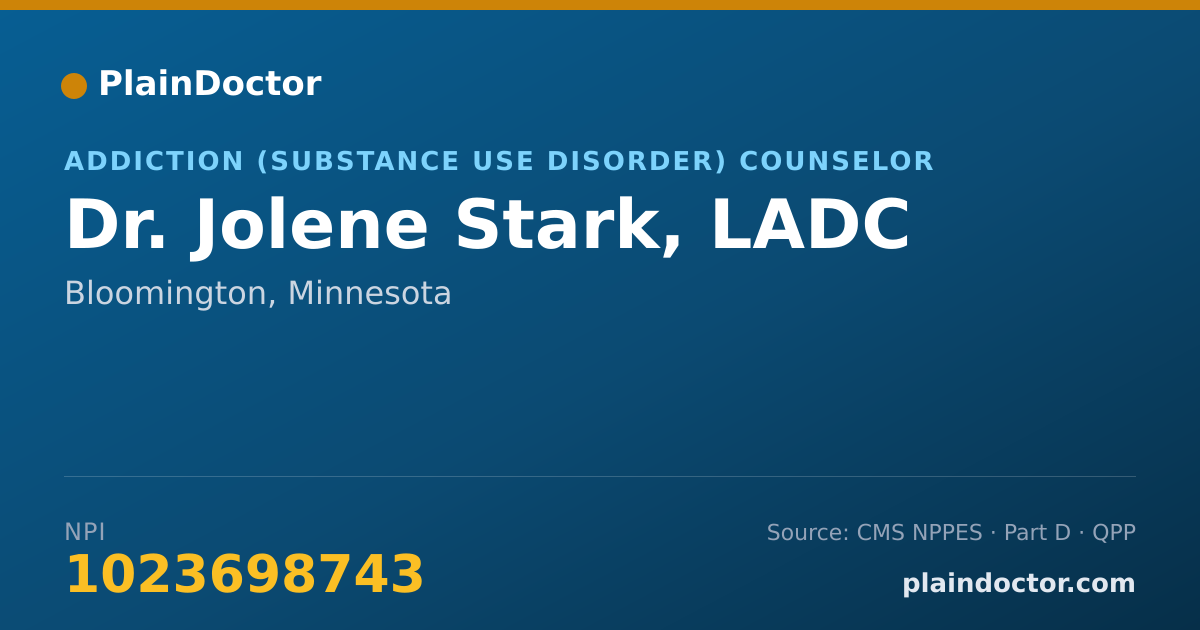 Shareable card for Jolene Stark, LADC - Addiction (Substance Use Disorder) Counselor, Bloomington, MN
