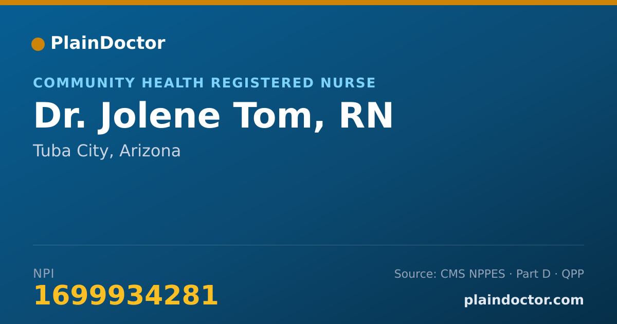 Shareable card for Jolene Tom, RN - Community Health Registered Nurse, Tuba City, AZ