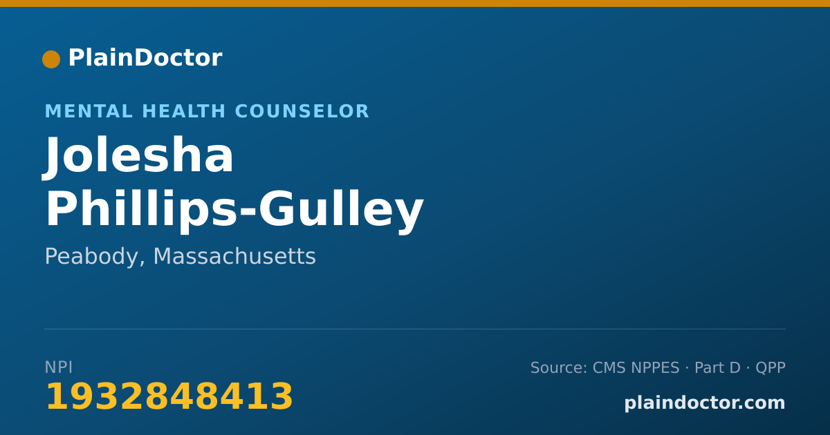 Shareable card for Jolesha Phillips-Gulley - Mental Health Counselor, Peabody, MA