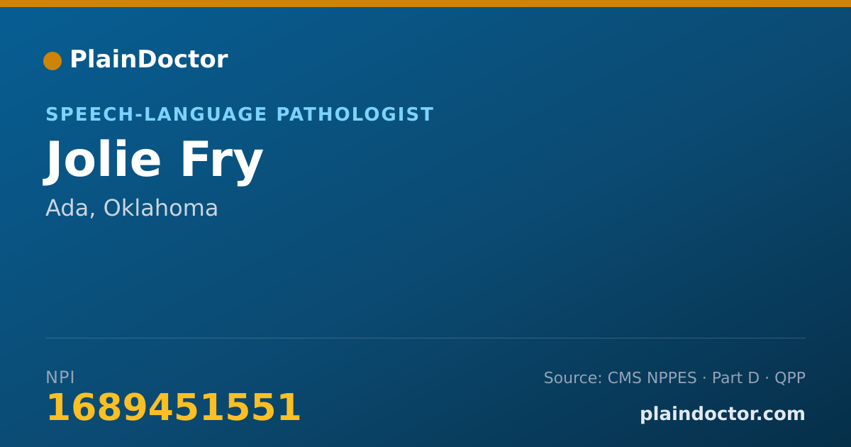 Shareable card for Jolie Fry - Speech-Language Pathologist, Ada, OK