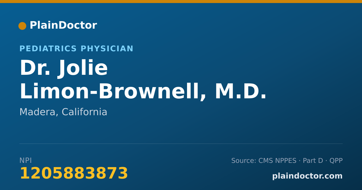 Shareable card for Jolie Limon-Brownell, M.D. - Pediatrics Physician, Madera, CA