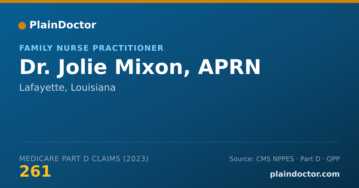 Shareable card for Jolie Mixon, APRN - Family Nurse Practitioner, Lafayette, LA